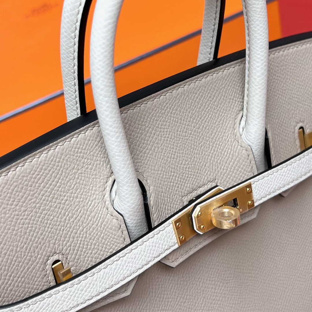 에르메스 버킨백25 화이트그레이 금장 앱송